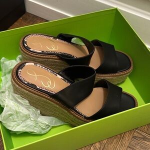 Sam Edelman Black Luca Wedge Sandals